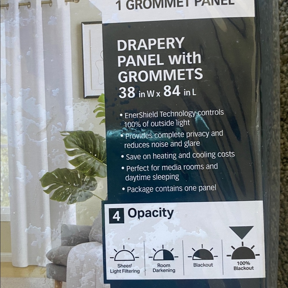 LightsOut White Blackout Curtain Panel 38” x 84” - Picture 4 of 4